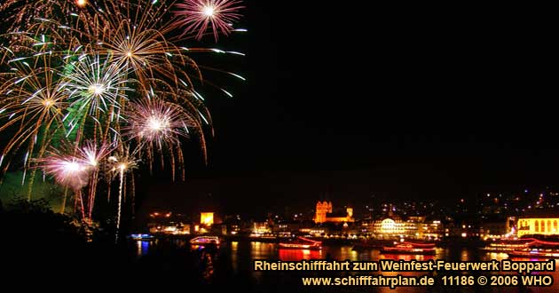 Rheinschifffahrt zum Weinfest-Feuerwerk Boppard am Rhein