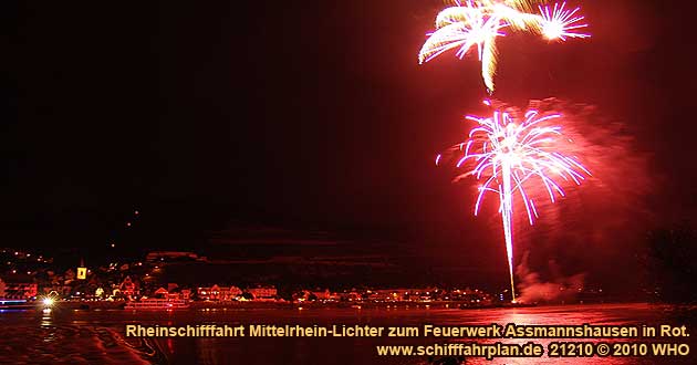 Rheinschifffahrt Mittelrhein-Lichter zu Assmannshausen in Rot